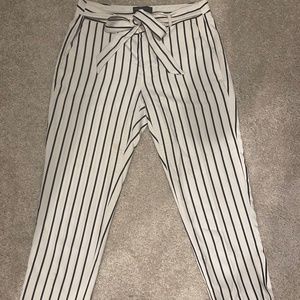 Black and White Stripped Banana Republic Trouser Ankle Pants